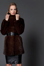 Load image into Gallery viewer, Mahogany Mink Jacket with Leather Trim
