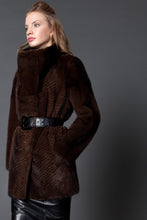 Load image into Gallery viewer, Mahogany Mink Jacket with Leather Trim
